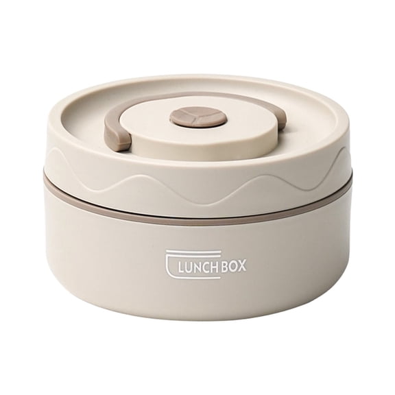 304 Stainless Steel Insulated Soup Food Jar, Portable Round Lunch Container With Wide Mouth, Leakproof Thermal Bowl For Outdoor Dining, Small Cream White