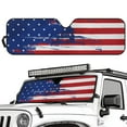thumbnail image 2 of Uorisanigo American Flag Car Windshield Sun Shade, Foldable Front Window Sunshade Cover Sun Visor Block UV Keep Cool, Auto Shade Heat Shield for Rubicon Sahara TJ JK JKU 2 Door & 4 Door, 2 of 7