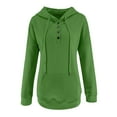 thumbnail image 5 of IROINNID Sales Hoodie for Women Winter Casual Button Drawstring Hooded Pullover Basic Versatile Tops,Green, 5 of 5