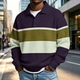 thumbnail image 2 of Atogsazn Men's Striped Button Down Sweatshirt Casual Waffle Collared Long Sleeve Pullover Sweater Fall Winter Tops Purple XXL Fashion, 2 of 8