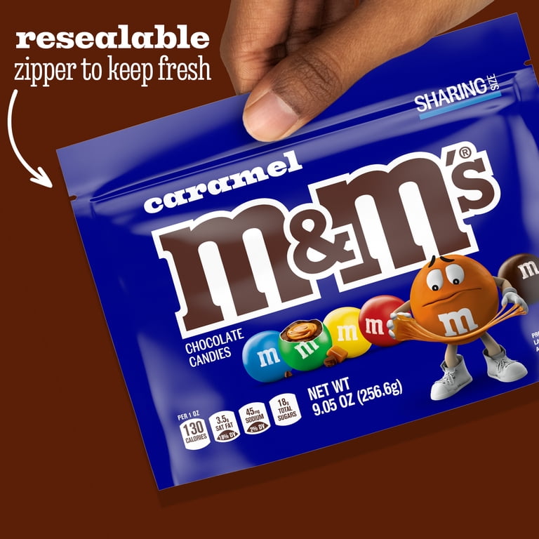 3 pack) M&M's Caramel Milk Chocolate Candy, Sharing Size - 9.05 oz