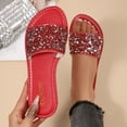 thumbnail image 2 of Eltusu Women Flat Slide Sandals, Party Open Toe No Slip PU Summer Shoes Red Size 9, 2 of 9
