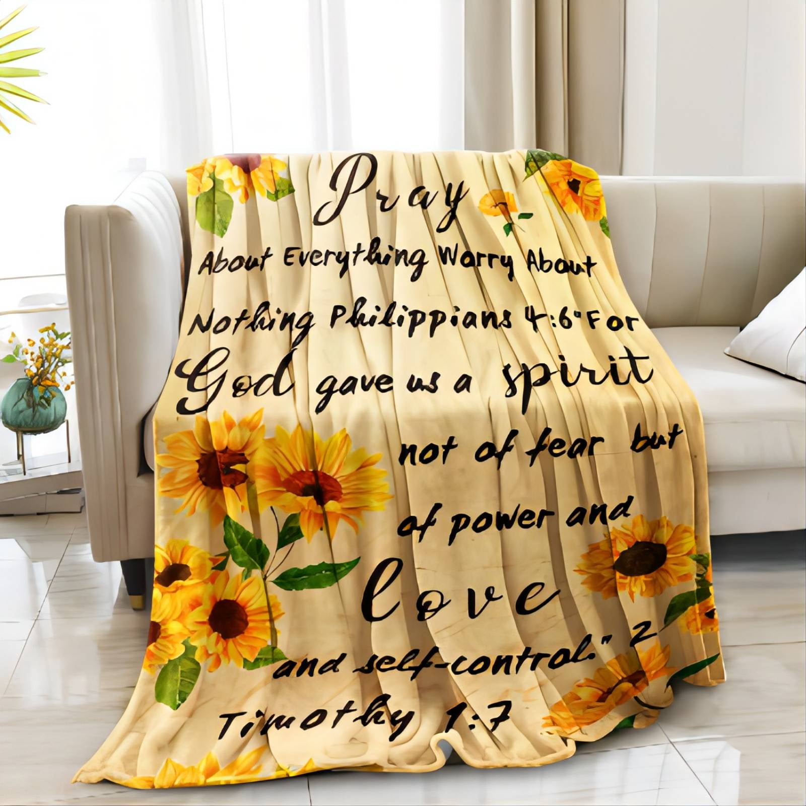 WISH TREE Bible Verse Blanket with Inspirational Thoughts Prayers