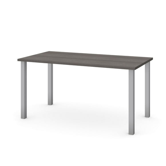 Bestar Universel Table de bureau 59L avec pattes de métal carrées - Gris écorce