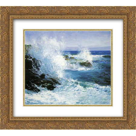 Rose Cpu - Guy Rose 2x Matted 22x20 Gold Ornate Framed Art Print 'The Sea View of Cliffs'