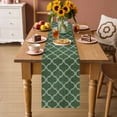 thumbnail image 2 of Dark Green Moroccan Table Runner 120 Inches, Middle Century Quatrefoil Plaid Art Bed Runner Dresser Scarves Tabletop for Indoor Outdoor Parties/Ceremony/Banquet, 13"x 120", 2 of 8