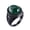 Black Green, variant on Men’s Stainless Steel Dome Ring, Large Face Vintage Statement Ring for Men, Bold Metal Wide Band with Color Center Accent, Sizes 7-12