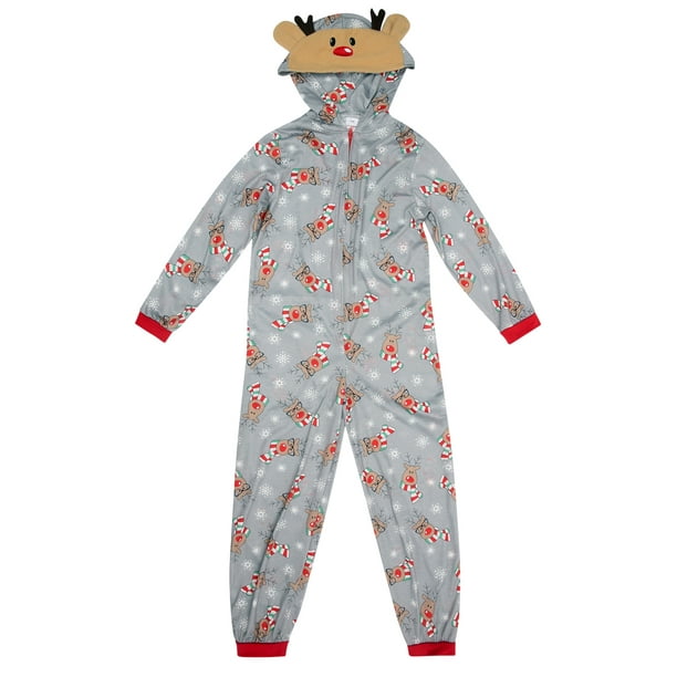 DcoolMoogl Family Matching Christmas Pajamas Set Xmas Reindeer Onesies Jumpsuit Hoodie Sleepwear for Family Adults Kids