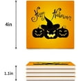thumbnail image 3 of FMSHPON Happy Halloween Pumpkin Lantern Set of 4 Coaster for Drinks, Absorbent Ceramic Stone Coasters Cup Mat with Cork Base for Home Kitchen Room Coffee Table Bar Decor, 3 of 4