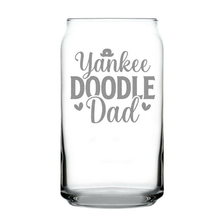 

Yankee Doodle Dad Hand Engraved Can Shaped 16oz Pint Glass Perfect Gift for Fathers Unique Appreciation Present