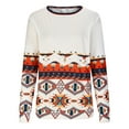 thumbnail image 4 of Tshirts Shirts for Women Ethnic Graphic Round Neck Pullover Long Sleeve Vintage Aztec Shirts Casual Loose Tunic Tops on Womens Sweatshirt, 4 of 6