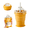 Orange, variant on 2-in-1 Collapsible Silicone Ice Ball Maker Cup, Reusable Portable Large Ice Sphere Mold with Straw Lid, Leakproof Travel Ice Mold Cup for Bourbon,Cocktails,Juice