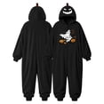 thumbnail image 5 of Matching Halloween Pumpkin Onesie Costume for Couple, Flannel Hooded Pumpkin Pajamas with Flying Ghost and Broom Print, Halloween Pajamas for Adults, Oversized Jumpsuit Loungewear for Trick or Treat, 5 of 9