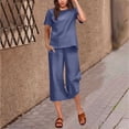 thumbnail image 2 of Simua Fashion Outfit Set for Women Two Piece Solid Color T-shirts and Cropped Pants Lounge Set, 2 of 5
