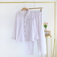 thumbnail image 3 of DuoJiaJ Womenâs Lightweight Long Sleeve Pajama Set Sweet Blend Robe With Collar For Spring And Autumn Comfort Plus Size Satin Pajamas Women, 3 of 4