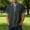 Dark Gray, variant on CYMMPU Men's Solid Stand Collar Short Sleeve Henley Shirt, Sporty Casual T-Shirt for Outdoor Activities Black XXXL