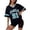 A-Sky Blue871, variant on Bibifish Womens Tees V Neck Short Sleeve Mesh Los Angeles Print Contrast Trim Oversized T-Shirts Trendy Y2K Game Day Street Tops