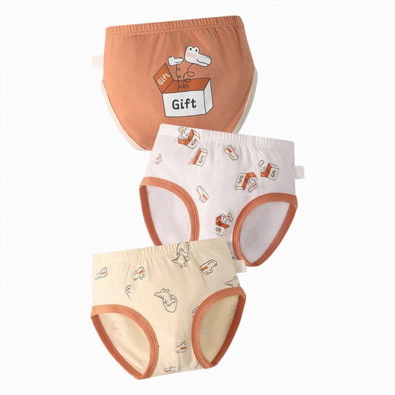 Splozh Little Boys Underwear Kids Infant Baby Boys Underpants Cute Cartoon Print Underwear Shorts Cotton Ruffled Briefs Trunks 3PCS,Orange,2-3 Years