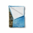 thumbnail image 2 of Cartoon Soft Flannel Fleece Throw Blanket, Fantasy Fisherman House Fairytale Underwater Life Fishes Coral Cloudy Sky, Cozy Plush for Indoor and Outdoor Use, 70" x 90", Blue Brown Green, by Ambesonne, 2 of 6