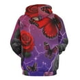 thumbnail image 3 of Butterfly Roses Lightning Men's Women Vintage 3D Hooded Sweatshirt - All-Season Loose Fit Streetwear, 3 of 6