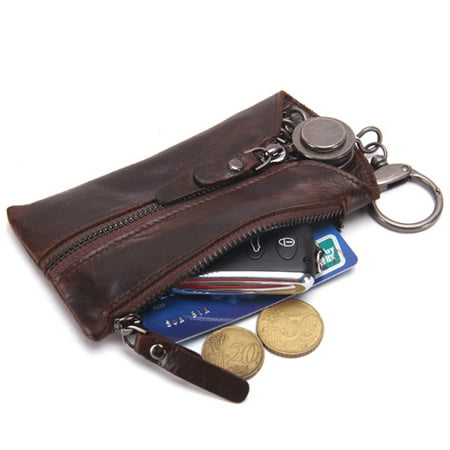 AkoaDa Men Vintage Genuine Leather Key Wallet Women Keychain Cover Car Key Card Coin Wallet Zipper Key Case Bag Men Key Holder   Key   (The Best Car For Women)