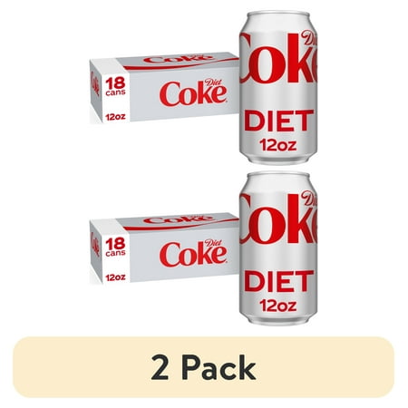 (2 pack) Diet Coke Soda Cans, 12 fl oz, 18 Pack
