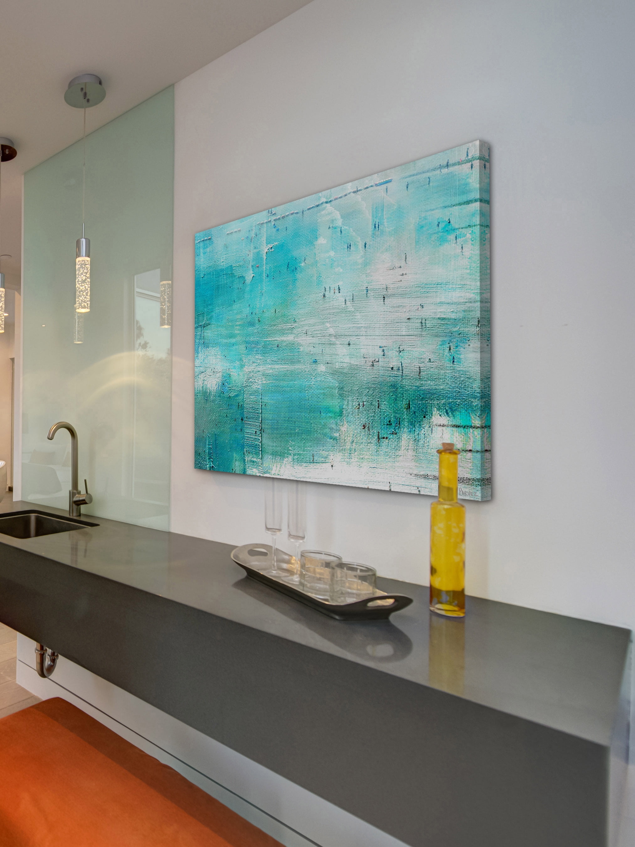"Aqua Surf" Painting Print on Wrapped Canvas