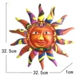 thumbnail image 2 of Sol de pared de metal de 12,7 pulgadas para interiores y exteriores, estilo Art Deco, para jardín, con caras de sol de colores colgantes, 2 of 5