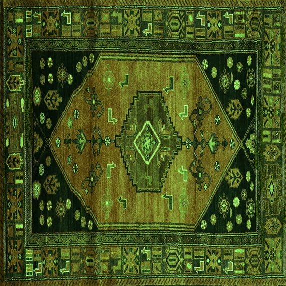 Ahgly Company Indoor Square Persian Green Traditional Area Rugs, 5' Square