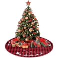 thumbnail image 4 of JOOCAR Christmas Tree Skirt, 48 Inch, Red Black Buffalo Plaid, Snowflake Santa Sleigh, 4 of 5