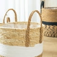 thumbnail image 6 of Versatile Woven Rattan Flower Basket Planter for Indoor/Outdoor Use, Floor Standing Storage Organizer with Handle, Decorative Sea Grass Basket for Home, Balcony, and Garden Decor, 6 of 8