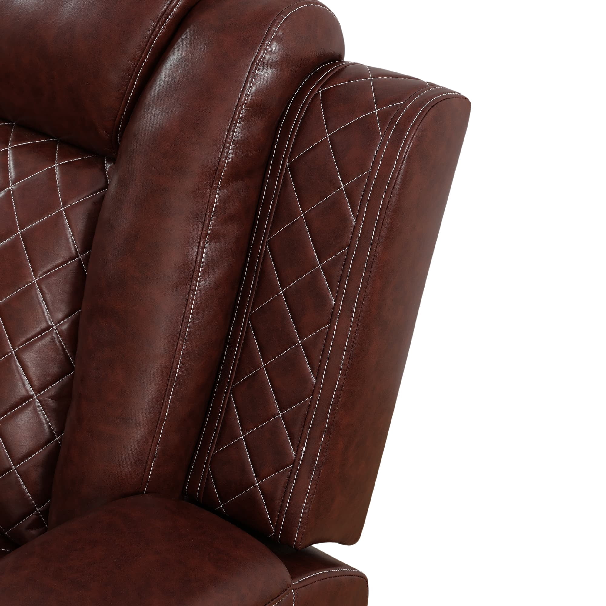 MAYEERTY Power Reclining Loveseat Sofa, Electric 2-Seat Leather Recliner with USB Charging, Storage & Cup Holders for Living Room, Brown