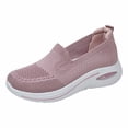 thumbnail image 3 of Rokment Womens Orthopedic Air Cushion Chunky Heels Walking Shoes with Arch Support Comfortable Breathable Knit Platform Wedge Slip on Nursing Loafers Non-Slip Work Sneakers Pink Size 7, 3 of 4