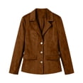 thumbnail image 6 of Zivyakyro Long Sleeve Women Blazer Button down Fall Women Jacket Casual Loose Faux Leather Plain Outerwear Brown L, 6 of 6