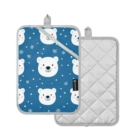 

Yayeee Pot Holders for Kitchen Heat Resistant with Pocket Set of 2 7x9.8 Blue Polar Bear