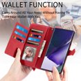 thumbnail image 5 of Compatible for Samsung Galaxy A56 5G Wallet Case for Women Girls with Card Holder - Retro Embossed Flower Zipper Wallet PU Leather Flip Cover with Detachable Wrist Hand Strap, Red, 5 of 8