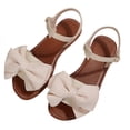 thumbnail image 3 of Xucatan Women's Floral Applique Flat Sandals, Open Toe Casual Summer Shoes with Adjustable Ankle Strap, Faux Leather Cushioned Footbed Beach Slippers, Versatile Solid Color Gift, 3 of 9