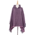 thumbnail image 4 of Chal con capucha a cuadros para mujer, manta, poncho, sudadera con capucha, chal con borlas, 4 of 5