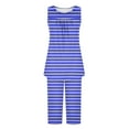thumbnail image 5 of Bovxnpu Womens Plus Size Pajama Sets, 2 Piece Loungewear For Women, Fashion Woman Round Neck Printing Sleeveless Blouse Shorts Pants Elastic Waist Pajama Sets L, 5 of 7