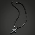 thumbnail image 3 of Jiaroswwei Fashion Men's Artificial Hematite Bead Cross Crucifix Jesus Pendant Necklace, 3 of 6