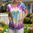 thumbnail image 2 of GEWSEY Scrubs for Women V Neck Short Sleeve Easter Printed Tops Cartoon Pattern Plus Size Nursing with Pockets (Hot Pink, XL), 2 of 7