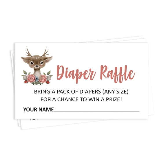 Inkdotpot 30Baby ShowerDiaper Raffle Ticket Lottery Insert Cards Supplies Games For Baby Shower Party Deer Jungle Animals Bring A Pack Of Diapers To Win Favors Gifts And Prizes