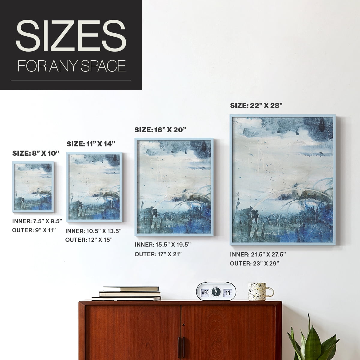 Coastal Seas II Framed Print in Blue Solid Wood Framed Print No Nail Hanging