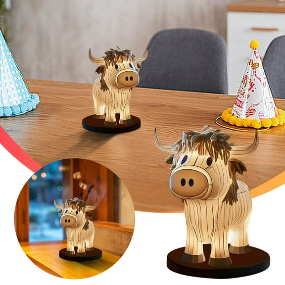 Vintage Cow Table Lamp with USB & Type-C Charging Ports – LED Bedside Lamp for Bedroom, Dorm, Office, Living Room – Cute Resin Night Light Gift for Girls, Mom, Women
