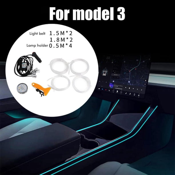Tira De Luces Led Multicolor Compatible Con Tesla Model3, Accesorios Para Coche, Aplicación Móvil, Control Central, Luces De Neón Interiores Advancent VI012437-03