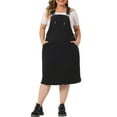thumbnail image 2 of Agnes Orinda Women's Plus Size Jean Skirt Distressed Racerback Suspender Denim Overall Dress 1X Black, 2 of 6