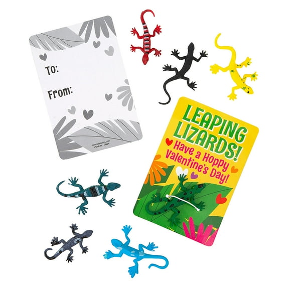 Fun Express Bulk Mini Lizard Valentine Exchanges with Card for 48
