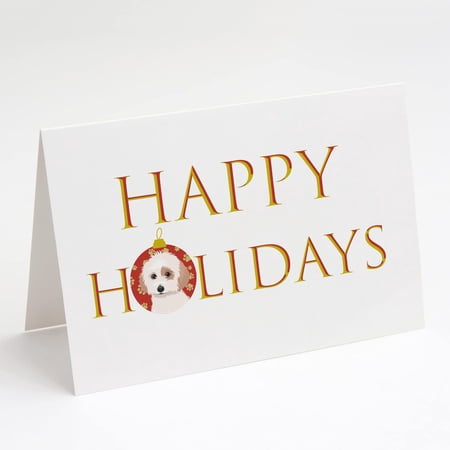 Shih-Tzu White and Red Thank You Greeting Cards and Envelopes Pack of 8 7 in x 5 in