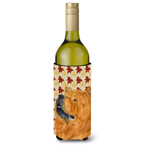 Carolines Treasures SS4354LITERK Chow Chow Fall Leaves Portrait Wine Bottle Hugger Wine Bottle multicolor