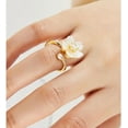 thumbnail image 3 of Dainty Flower Ring for Women Sparkling Cubic Zirconia Daisy Open Statement Rings Pearl Chic Engagement Promise Ring Wrap Finger Band, 3 of 10
